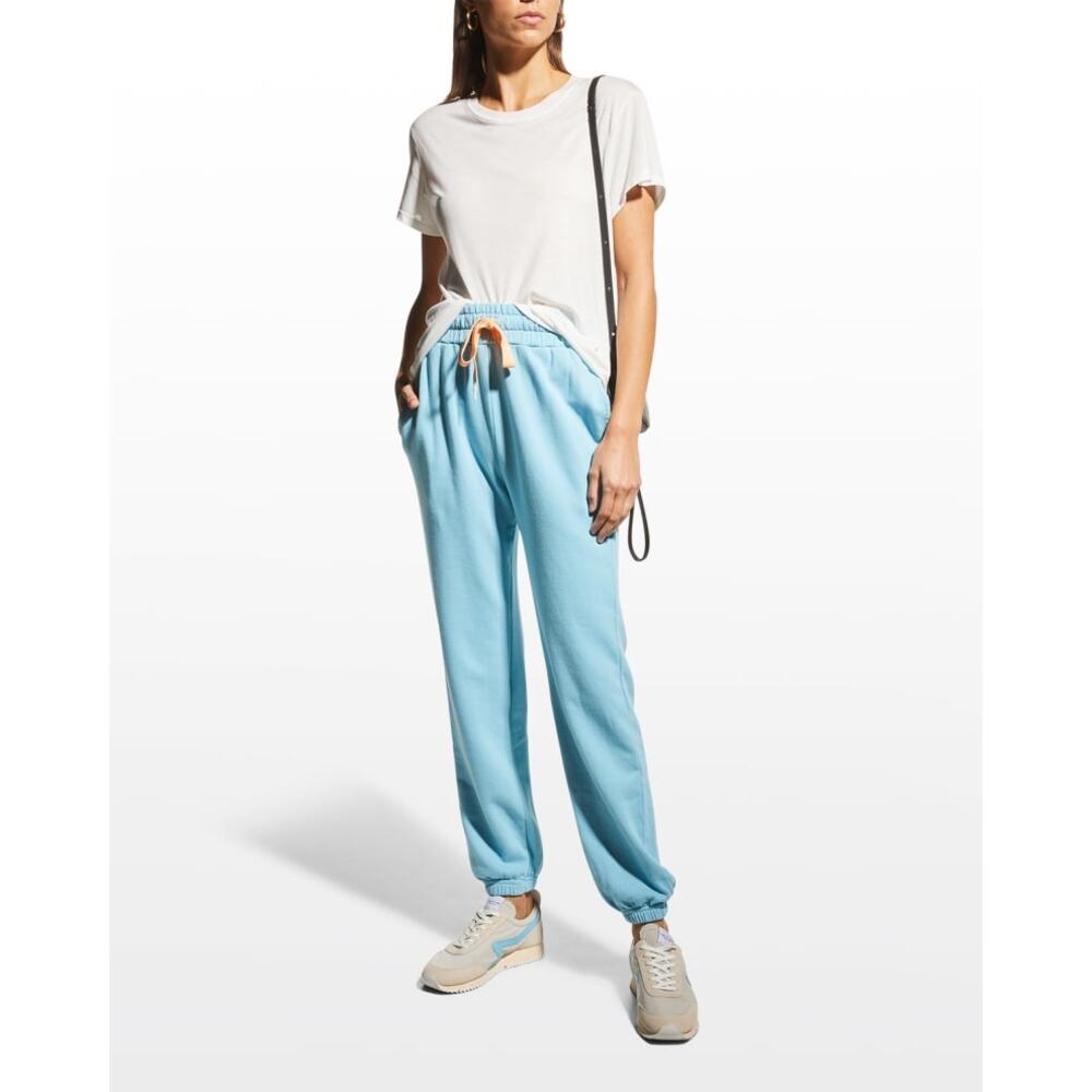 MOTHER Light Blue Straight Leg Jogger Pants with Cream Waist Tie